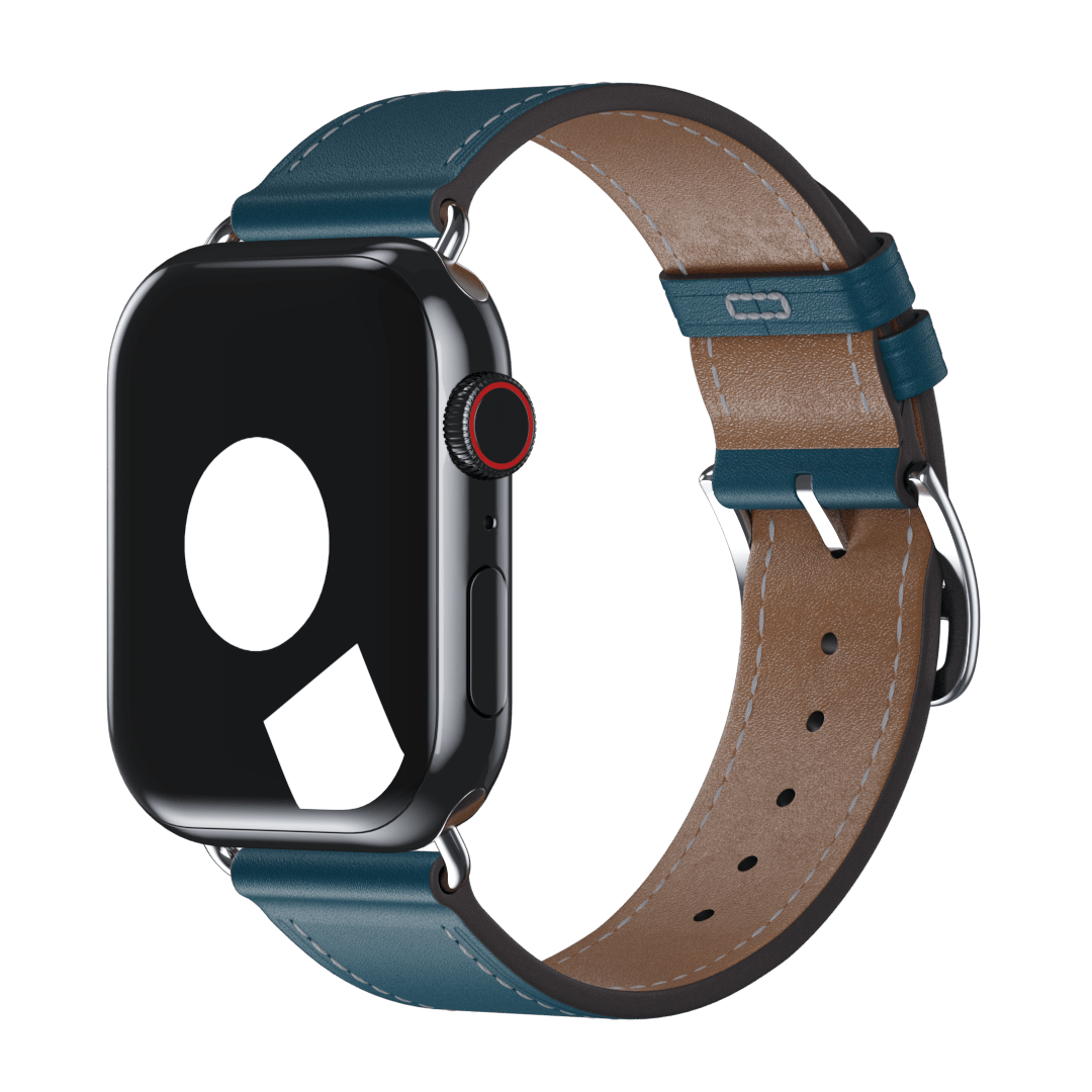 Midnight Blue Apple Watch Series Blue Leather Band Royal Blue