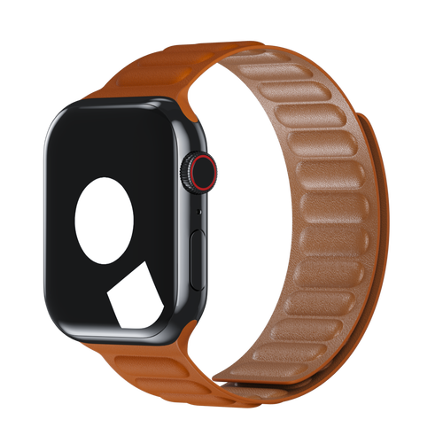 Golden Brown Leather Link for Apple Watch