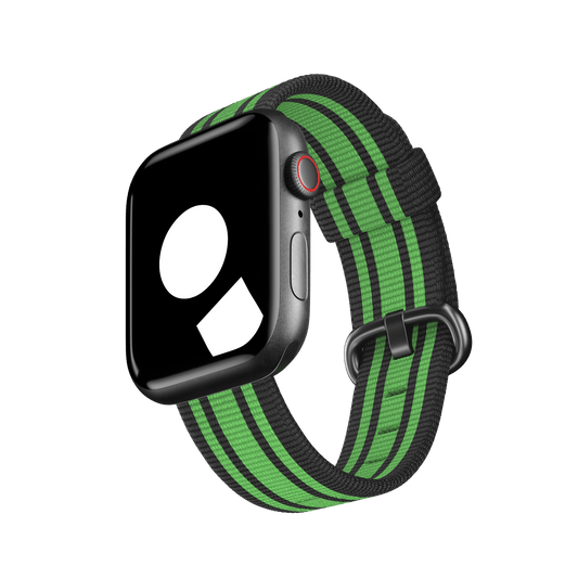 Black/Lime Stripe Woven Nylon for Apple Watch