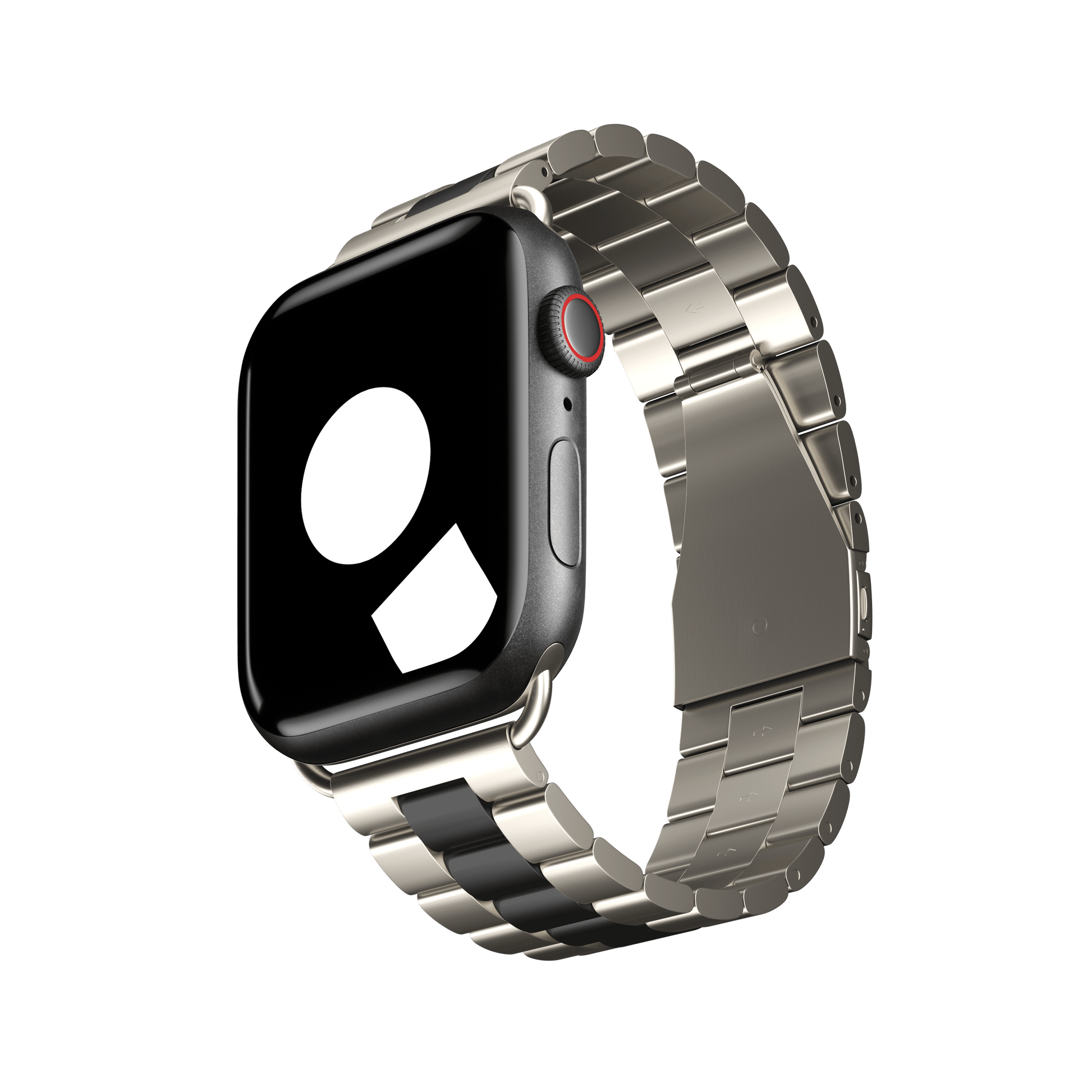 Silver/Space Black Tri-Link Bracelet Band Strap for Apple Watch