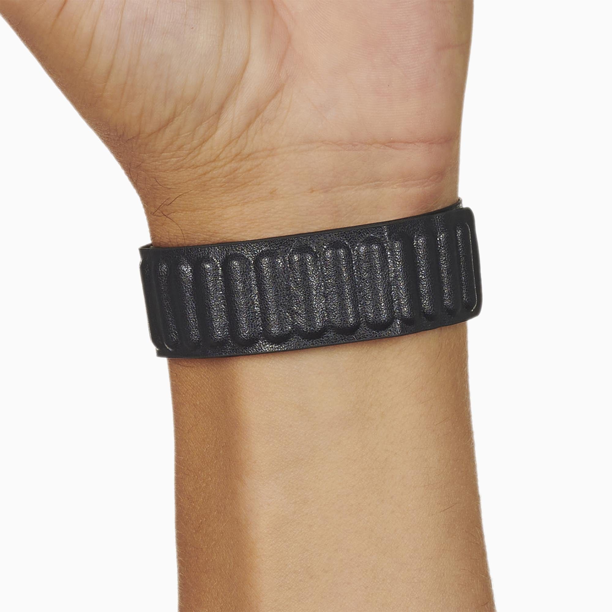 Buy UNKNOWN by Ayesha Rugged Black Leather Link Bracelet For Men Online