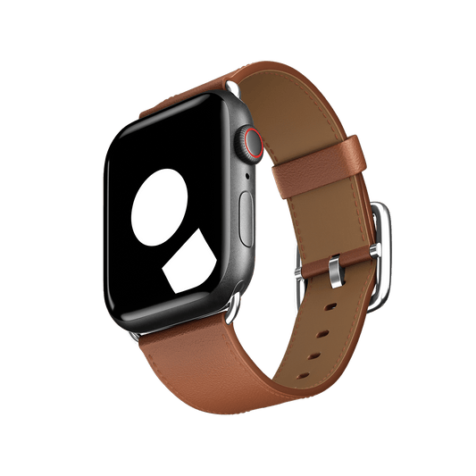Apple Watch Brown Leather Band, Traditional + Black Hardware
